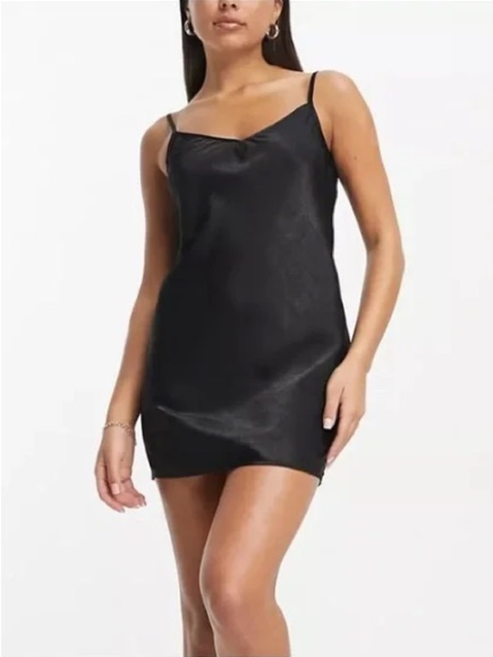 NWT Gilly Hicks Black Satin Slip Mini Dress